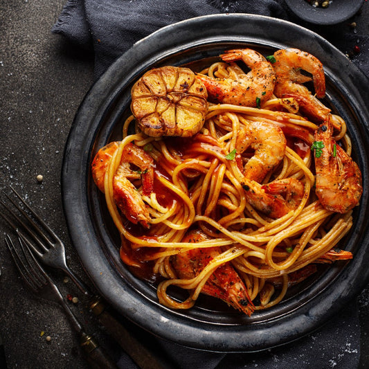 Paradicsomos garnélarák spagettivel