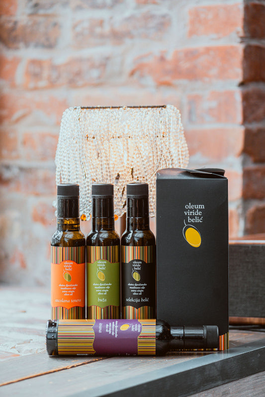 Isztriai prémium extra szűz olívaolaj - 4 palack, elegáns díszdobozban